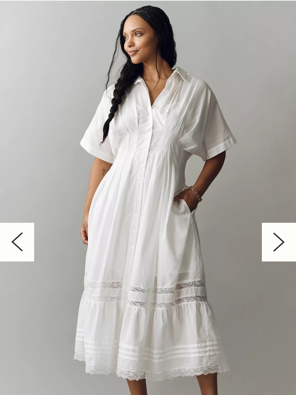 Exquise Tobie Short-Sleeve Collared Midi Dress